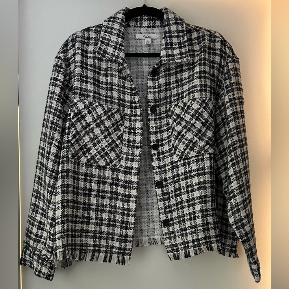 Stylish Black and White Checkered Blazer